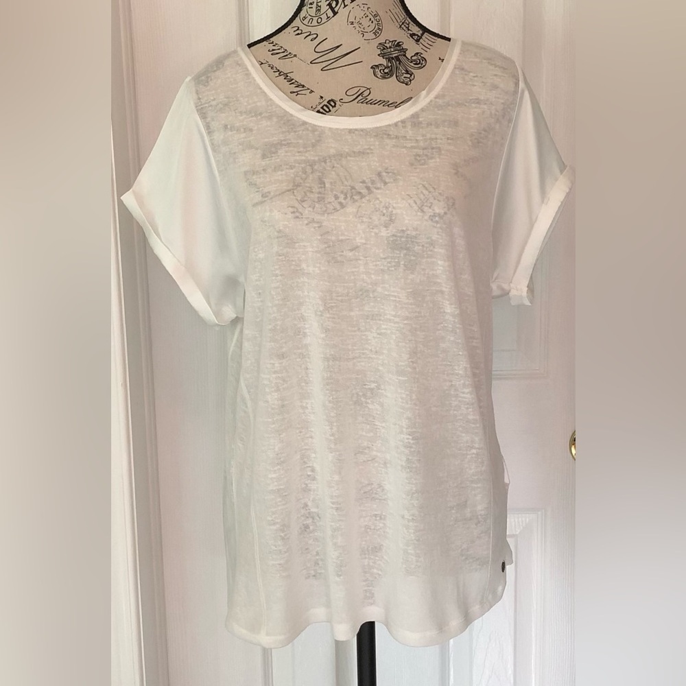 Garcia Jeans Ladies Top short sleeve off white new with tags made in Italy Large